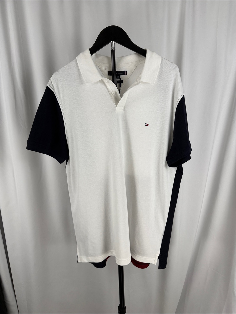 Tommy Hilfiger Men’s Colorblock Polo Shirt XL NWT White Navy Red